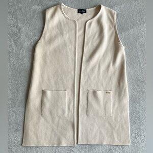 Luisa Spagnoli Wool Knit Sweater Vest Beige Size Large